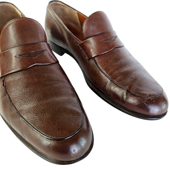 Vintage 1980s Ferragamo Men’s Brown Leather Penny Loafers Made in Italy 11.5D - Picture 13 of 13